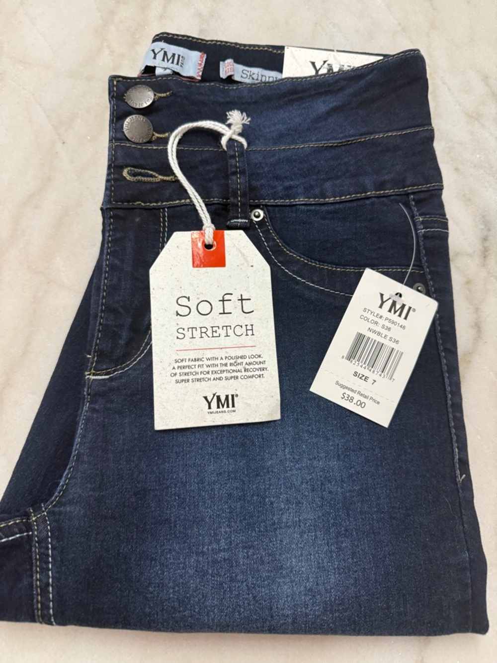 YMI Women's Soft Stretch High-Rise Skinny Jeans - Dark Blue